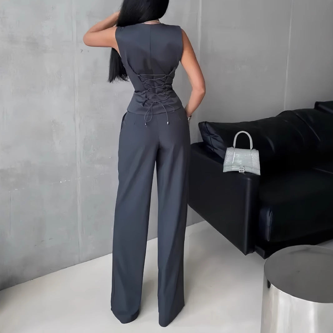 Women's Outer Wear Spring And Summer Vest Pants Two-piece Set