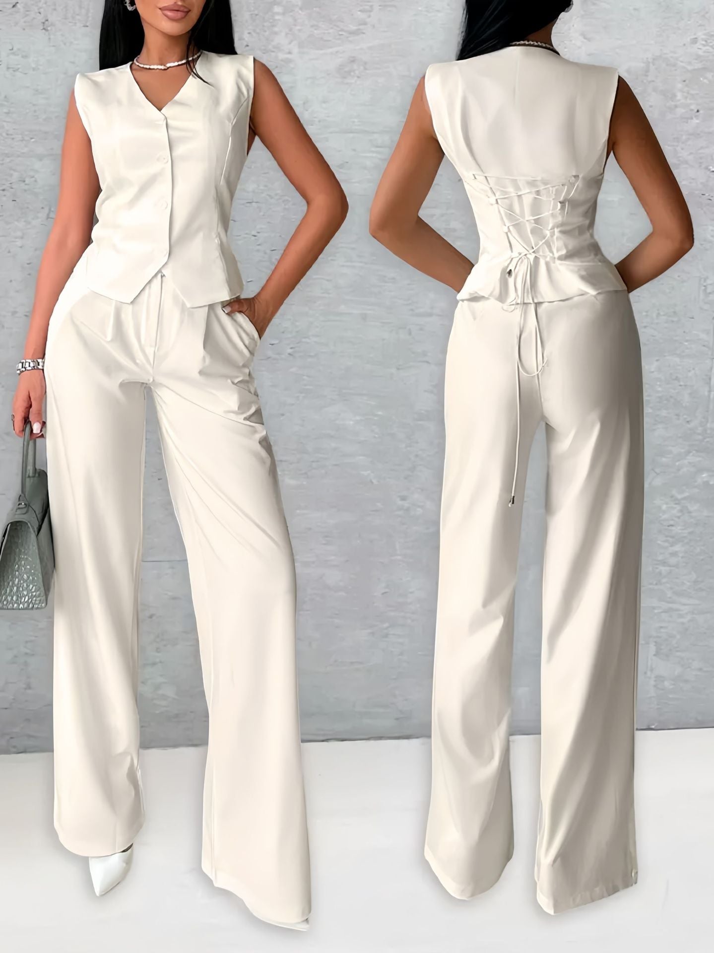 Women's Outer Wear Spring And Summer Vest Pants Two-piece Set