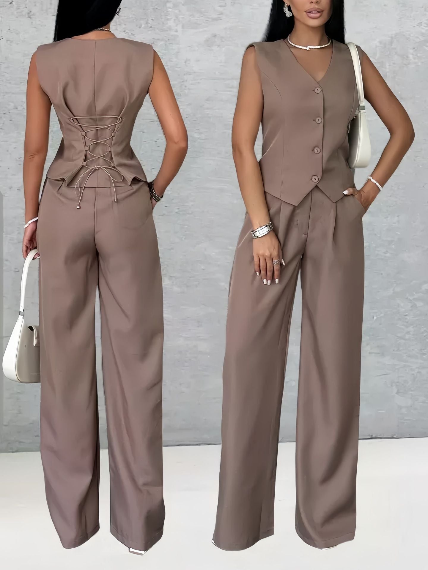 Women's Outer Wear Spring And Summer Vest Pants Two-piece Set