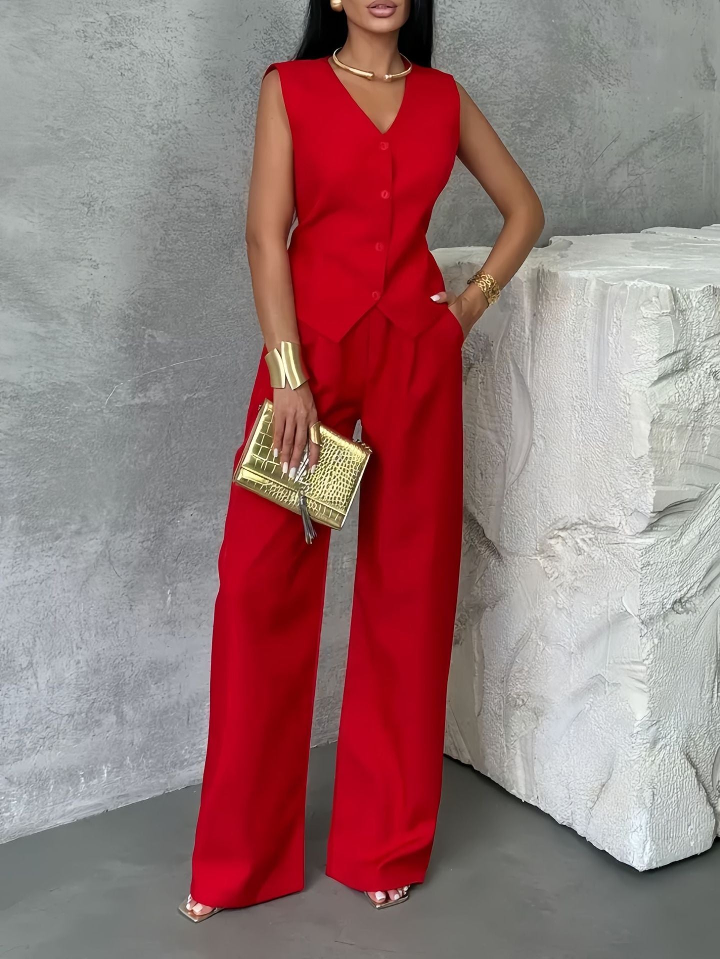 Women's Outer Wear Spring And Summer Vest Pants Two-piece Set
