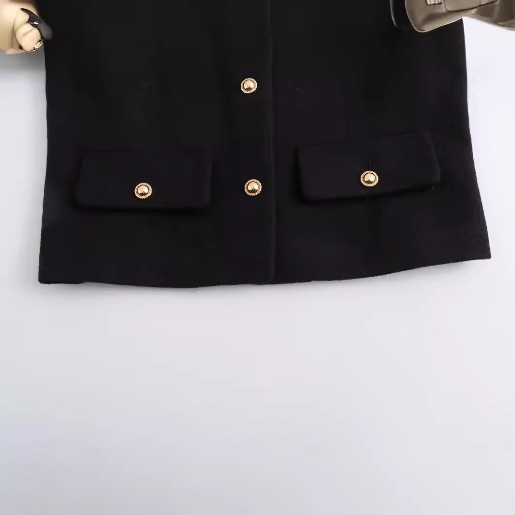 Women's Fashion Button Decoration Short Suit Coat