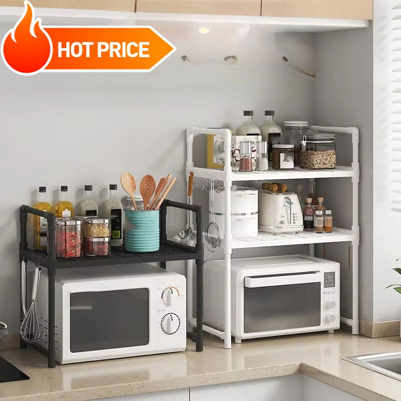Kitchen Storage Rack Microwave Shelf Condiment Organizer Shelf Multi-Layer Simple Countertop Tidying Shelves Kitchen Accessories