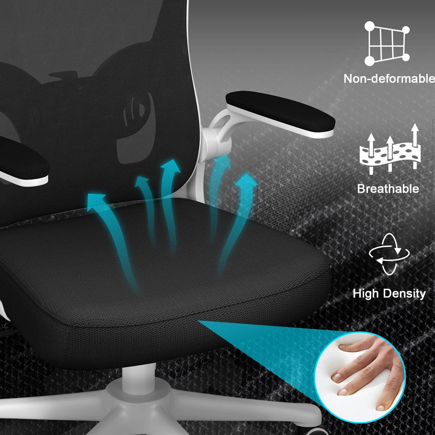 Ergonomic Office Chair, Liftable High Back Gaming Chair with Lumbar Support, Swivel Desk Gaming Chair Seat Depth Adjustable