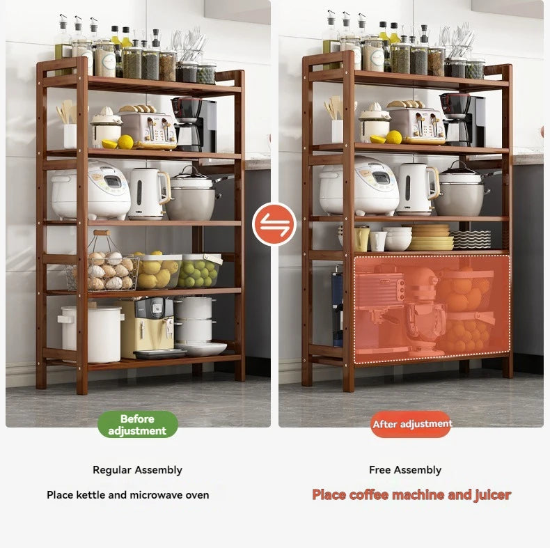 Kitchen shelf, floor standing multi-layer product collection, household pot seasoning shelf, fruit and vegetable bowl and dish