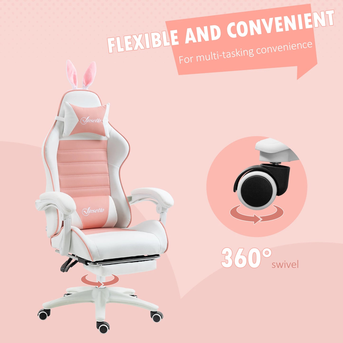 Vinsetto Swivel Pu Leather Gaming Chair with Adjustable Height 65X63X136-142Cm