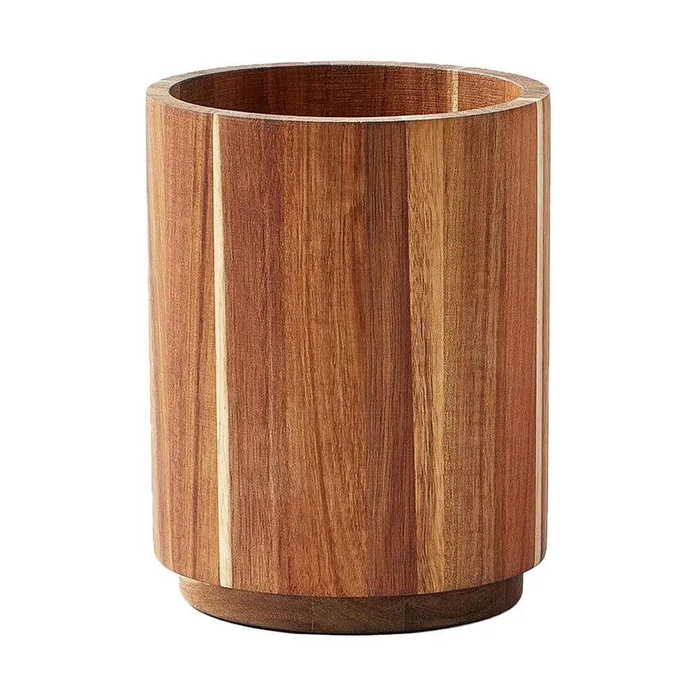 Kitchen Counter Cutlery Box Wooden circular Cooking Tool Rack Round Spatula Storage and Sorting Box Storage Bucket