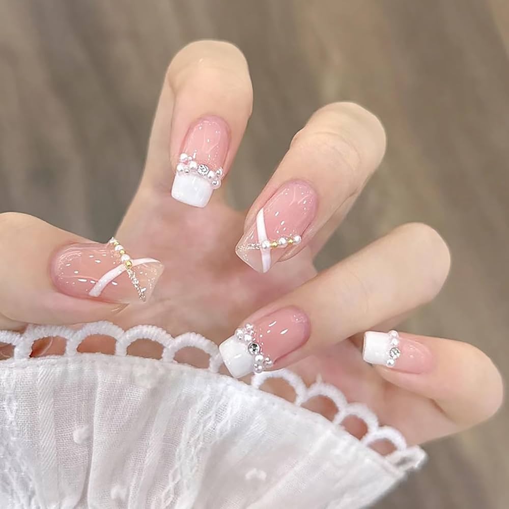 Reusable Acrylic Full Cover Oval Stick on Nail for Women Girls Nail Art Accessories