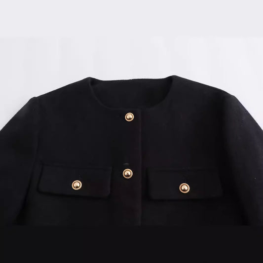 Women's Fashion Button Decoration Short Suit Coat