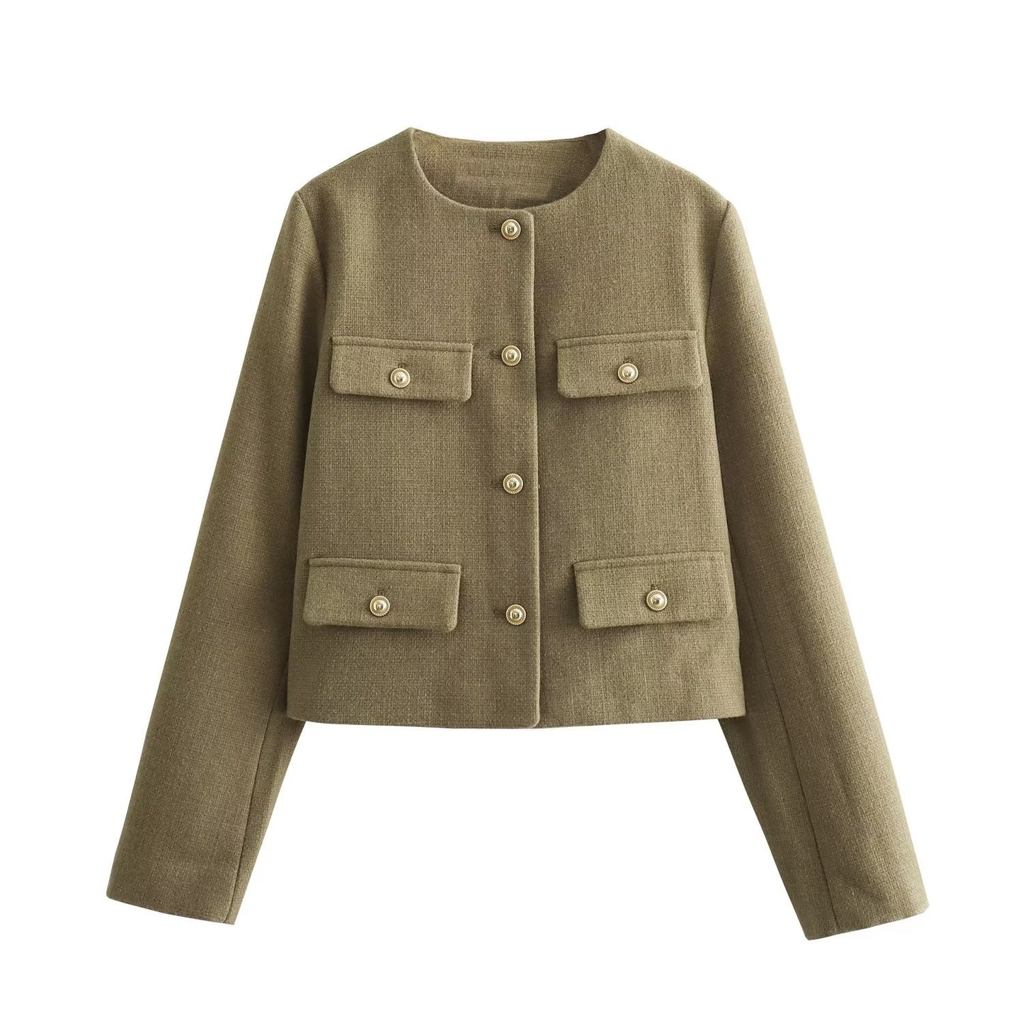 Women's Fashion Button Decoration Short Suit Coat