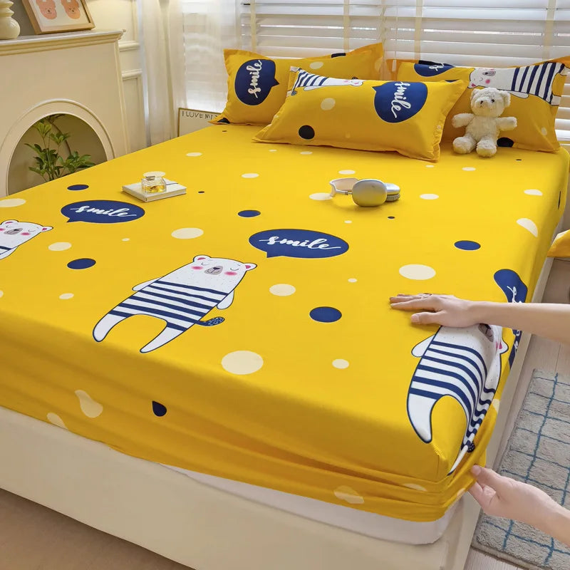 Cute Animal Fitted Bed Sheet – Non-Slip Mattress Cover with Elastic Band