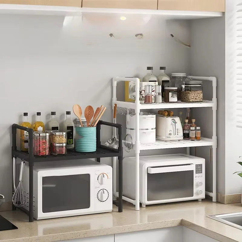 Kitchen Storage Rack Microwave Shelf Condiment Organizer Shelf Multi-Layer Simple Countertop Tidying Shelves Kitchen Accessories