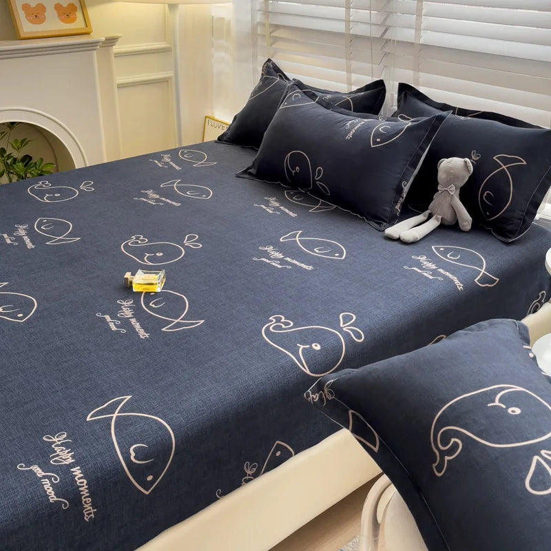 Cute Animal Fitted Bed Sheet – Non-Slip Mattress Cover with Elastic Band