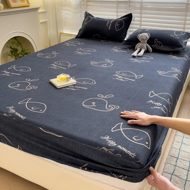 Cute Animal Fitted Bed Sheet – Non-Slip Mattress Cover with Elastic Band