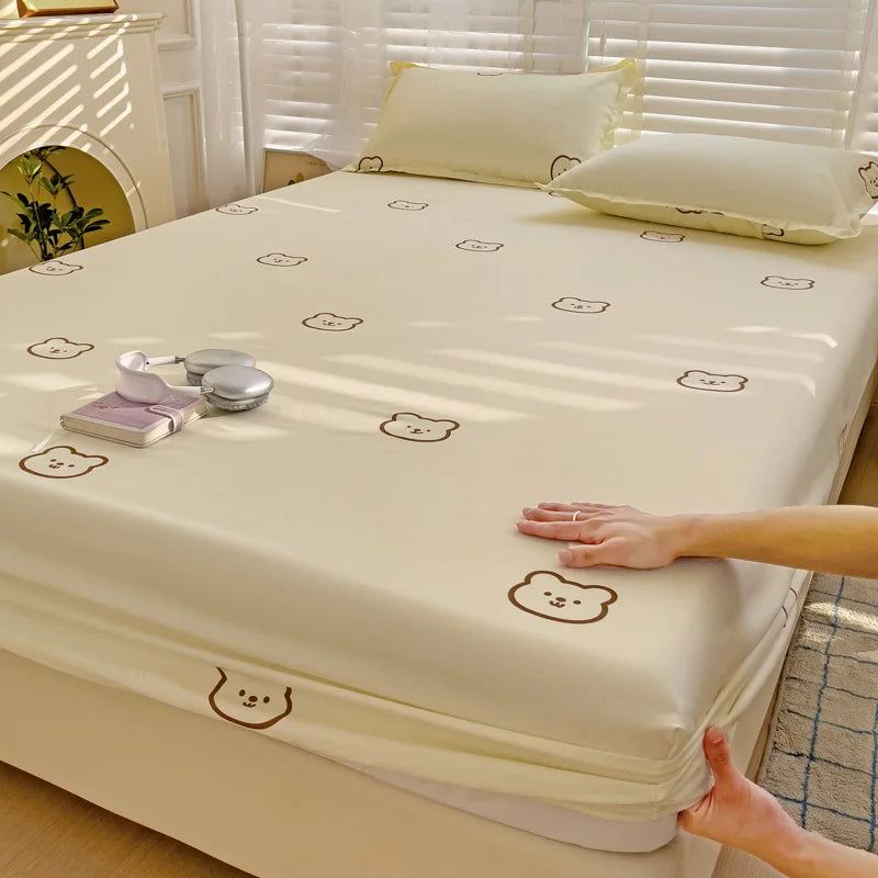 Cute Animal Fitted Bed Sheet – Non-Slip Mattress Cover with Elastic Band