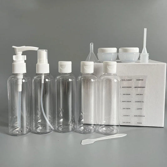 11PCS Travel Refillable Bottle Set Container Portable Cosmetic Lotion Toner Spray Shampoo Cream Tourism Supplies Set