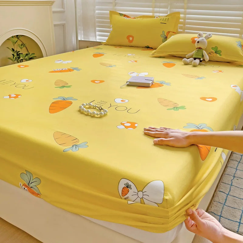 Cute Animal Fitted Bed Sheet – Non-Slip Mattress Cover with Elastic Band