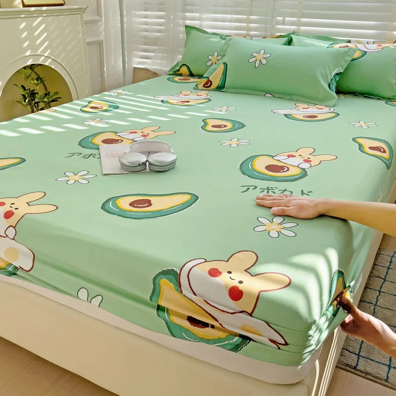Cute Animal Fitted Bed Sheet – Non-Slip Mattress Cover with Elastic Band