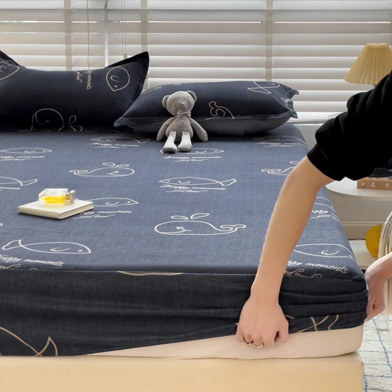 Cute Animal Fitted Bed Sheet – Non-Slip Mattress Cover with Elastic Band