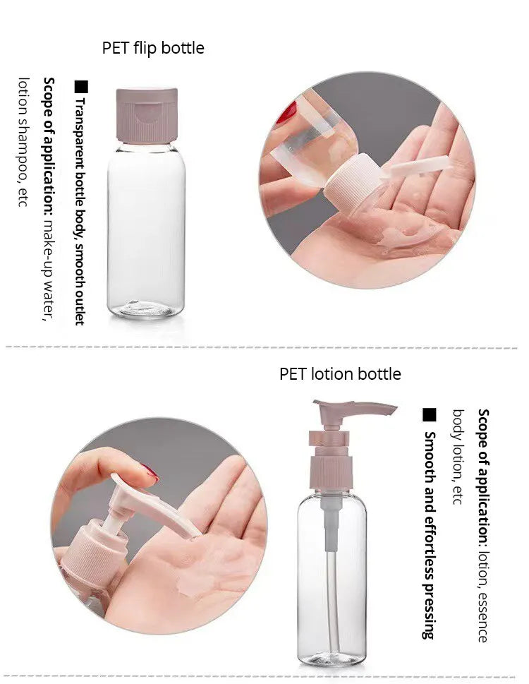 11pcs Travel Bottles Set With Storage Bag Travel Size Empty Liquid Cream Lotion Containers Fine Mist Spray Bottle Squeeze Tubes