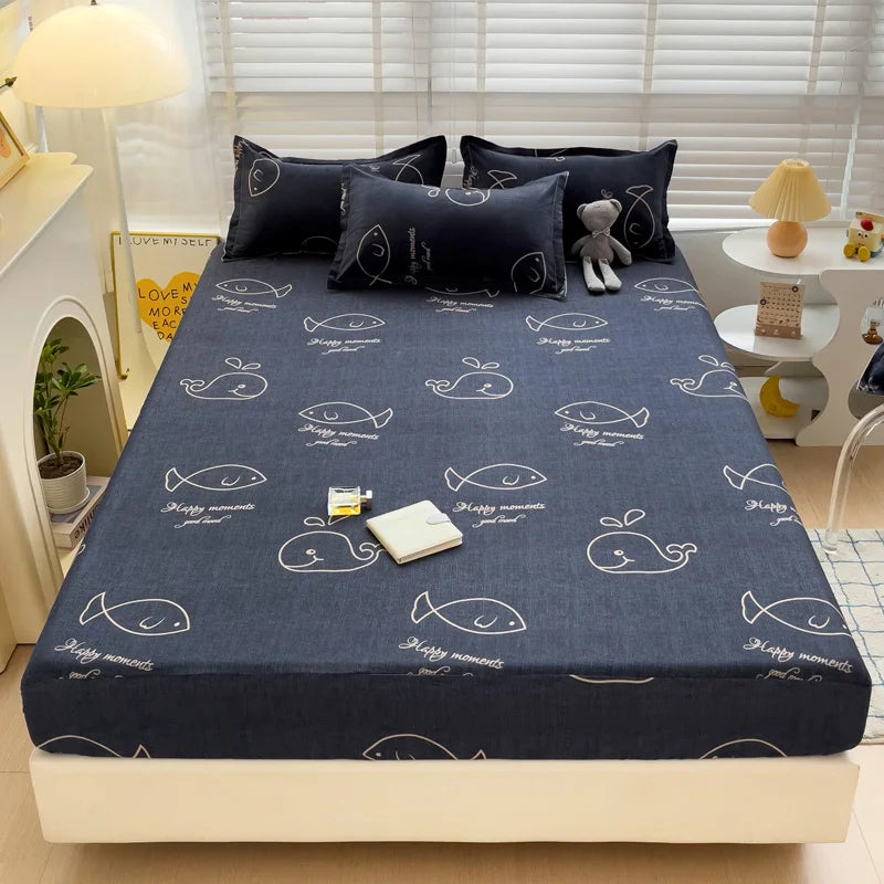 Cute Animal Fitted Bed Sheet – Non-Slip Mattress Cover with Elastic Band